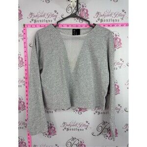 ASKYA hoodie sweater Mesh-Trim V-Neck Crop Top